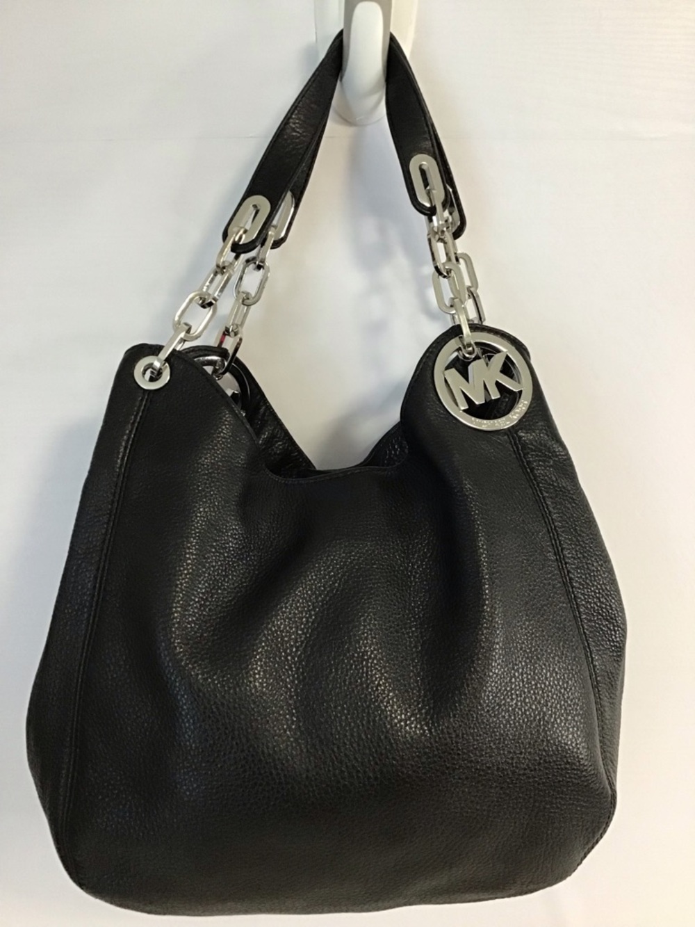 Michael Kors Black Fulton Pebbled Leather Shoulder Bag  Pristine